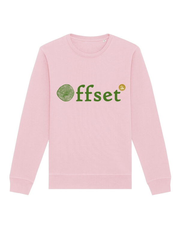 ECO Sweatshirt - Green on Cotton Pink - Offset Design