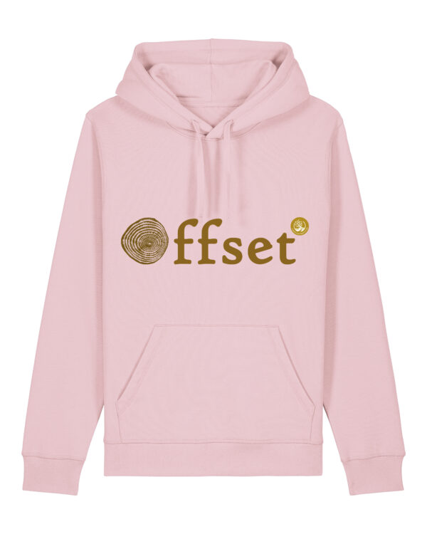 ECO Hoodie - Brown on Cotton Pink - Offset Design