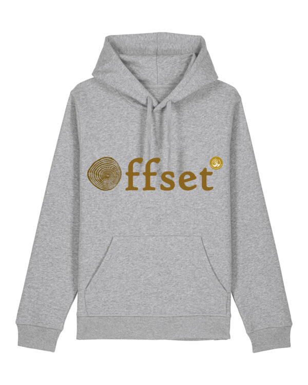 ECO Hoodie - Brown on Heather Grey - Offset Design