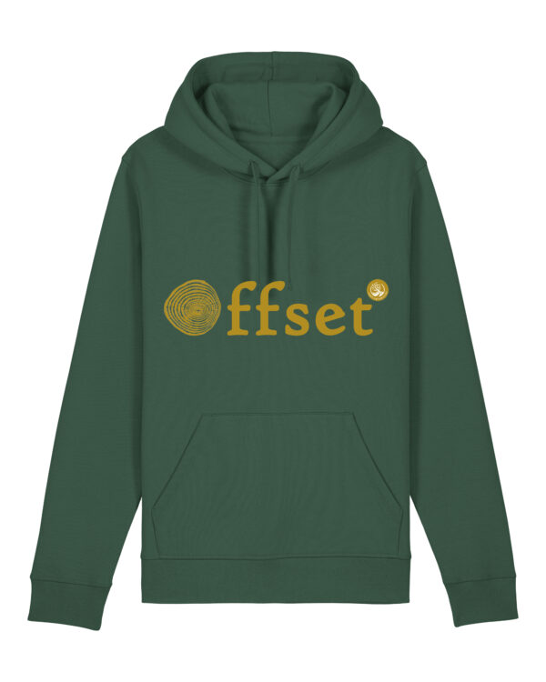 ECO Hoodie - Gold on Bottle Green - Offset Design