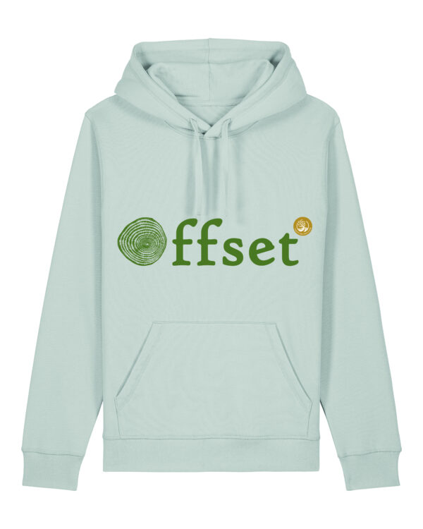 ECO Hoodie - Green on Carib Blue - Offset Design