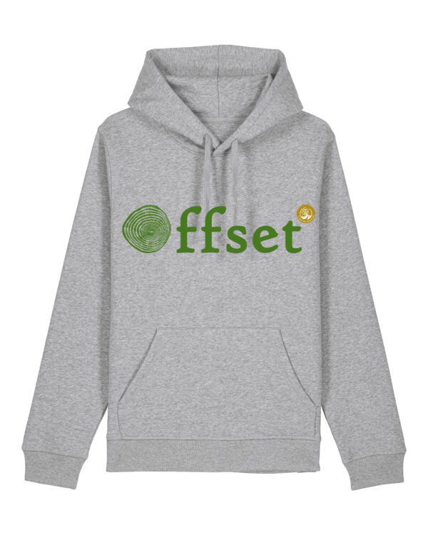 ECO Hoodie - Green on Heather Grey - Offset Design