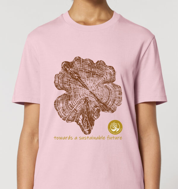 T-Shirt 100% Organic Cotton Sustainable Cedar in Cotton Pink