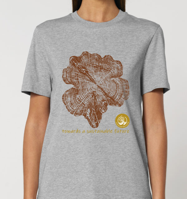 T-Shirt 100% Organic Cotton Sustainable Cedar in Heather Grey